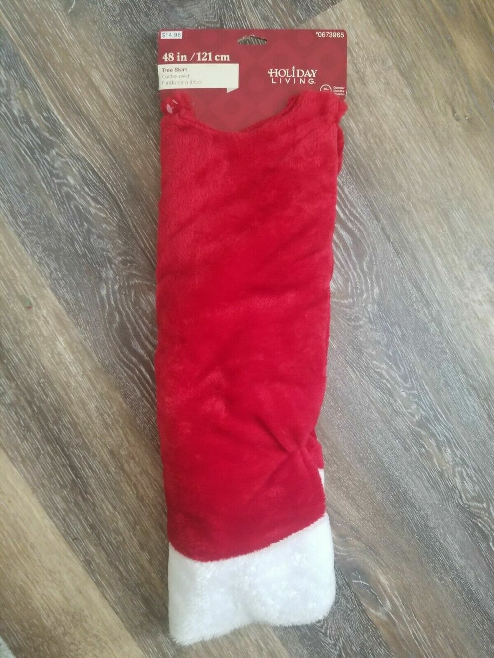 Holiday Living #0673965 Plush RED & WHITE Christmas Tree Skirt 48" Diameter NEW